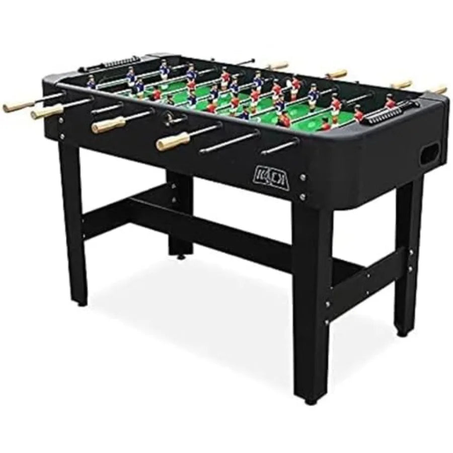 Conquest 48" Foosball Table Black Brown and Gray Compact Indoor Foos Ball Table for Adults and 2 Foosballs Chrome Rods Sliding