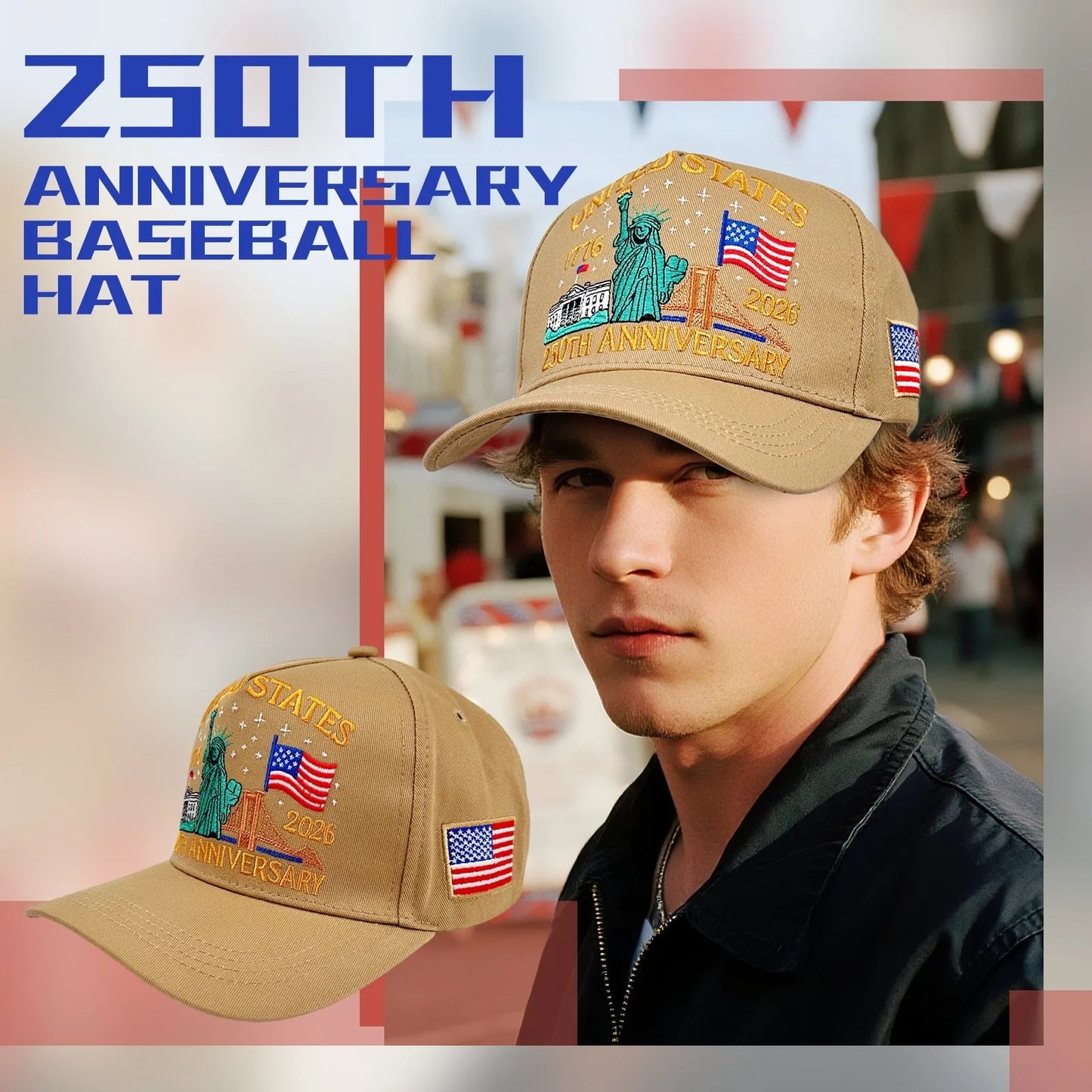 250th Anniversary of America Baseball Cap Statue of Liberty American Flag Hat