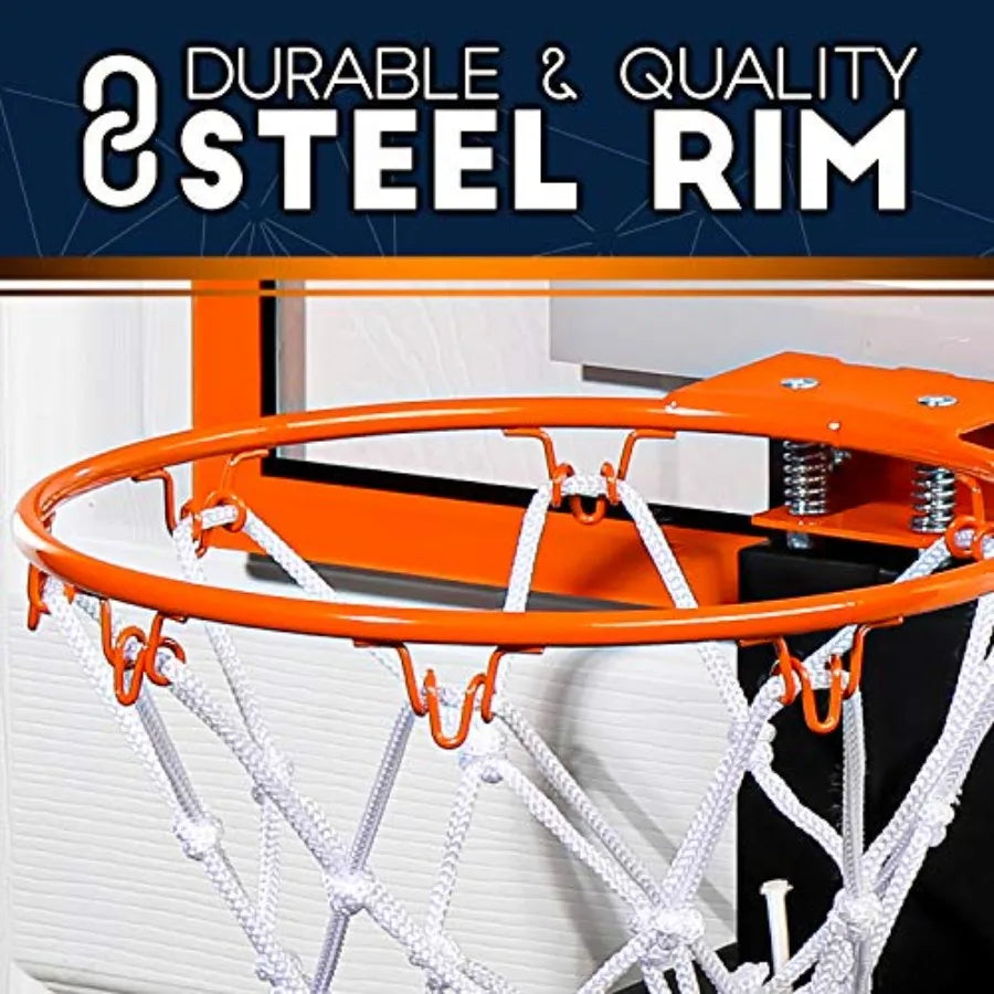 Mini Basketball Hoop with Rebounder and Ball - Over The Door Basketball Hoop With Automatic Ball Rebounder - Indoor Basketball