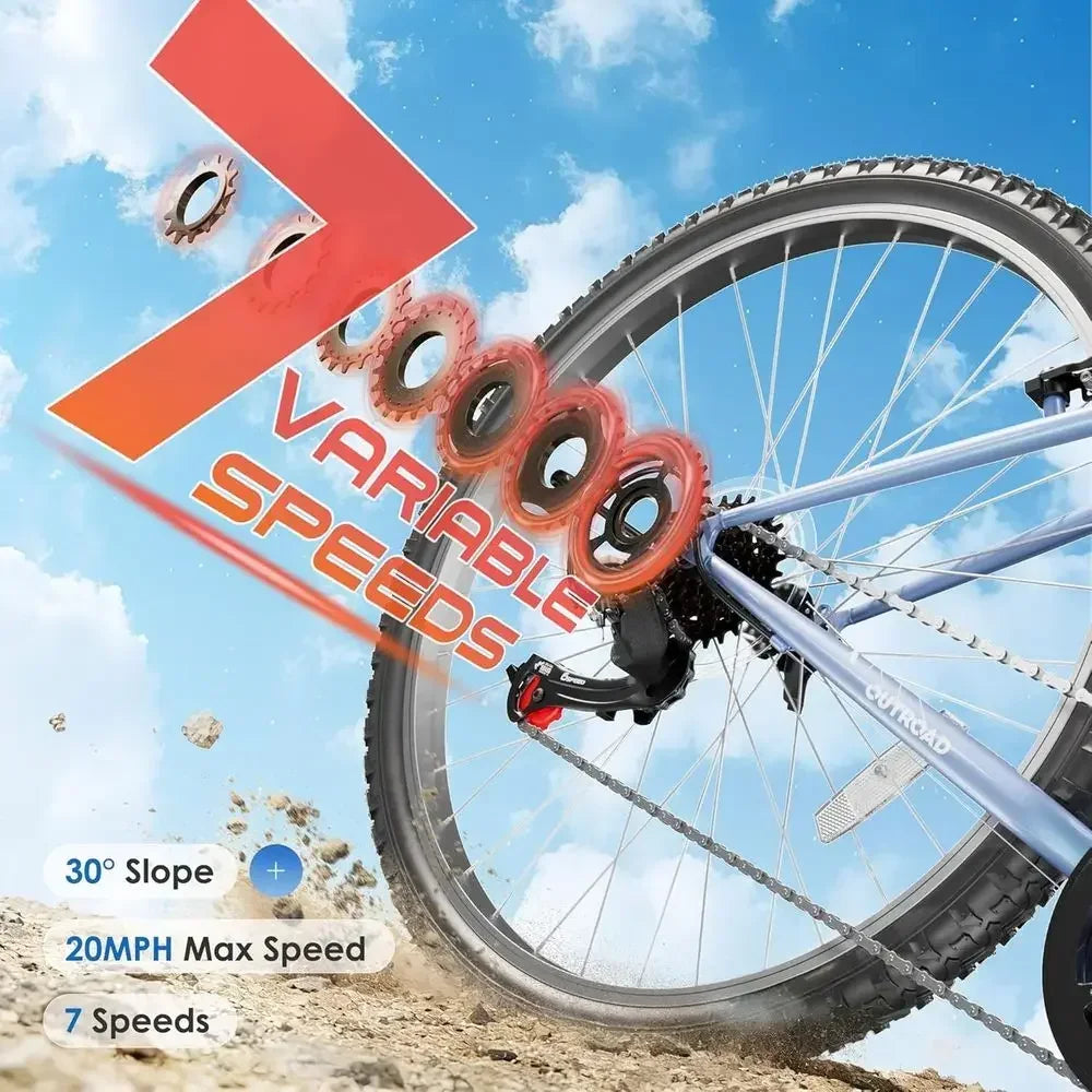 26 7-Speed Men's Commuter Bike - Cruiser, Mountain, Hybrid - V-Brakes, Metal Frame - Adult, Colors: Black, White, Blue, Green, P