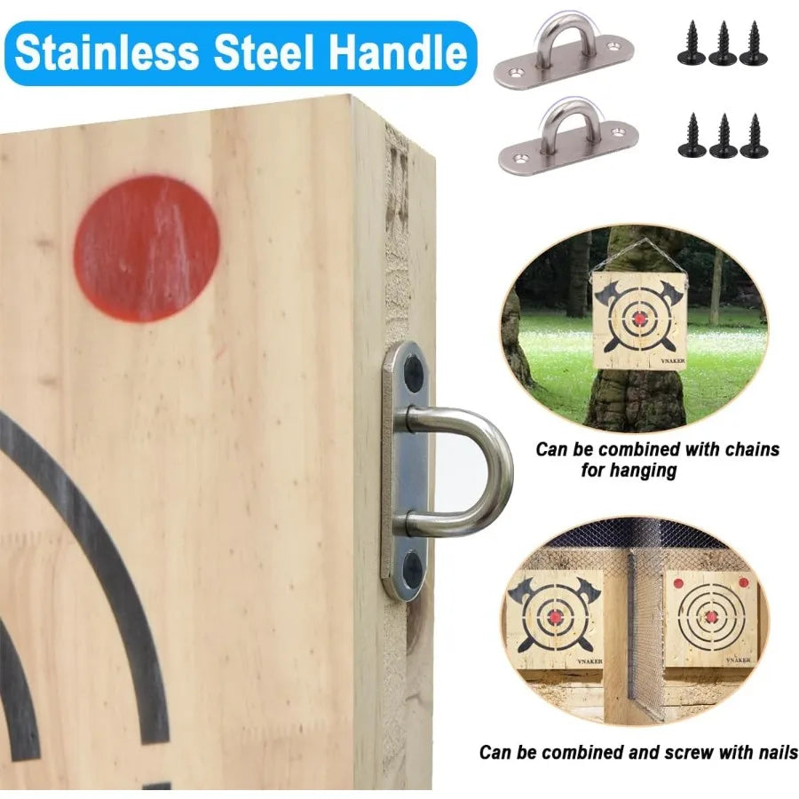 Axe Throwing Wooden Target and Knife Throwing Wooden Target with Steel Chain for Indoor Outdoor Use Durable Reusable Practice T