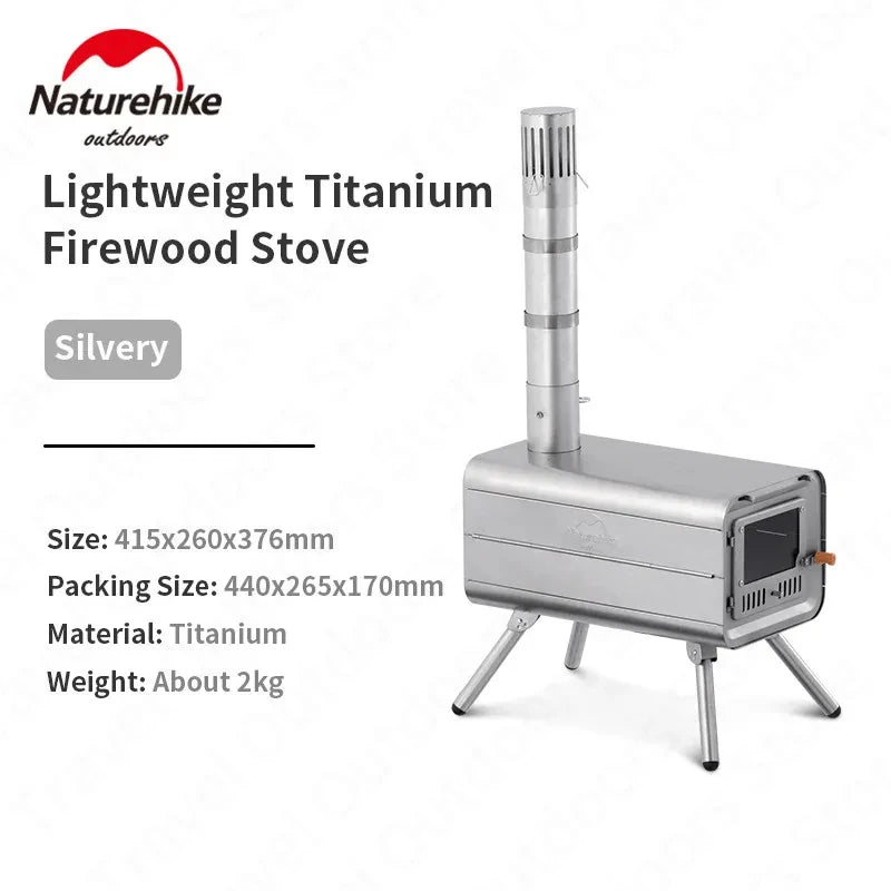 Naturehike Wood Burning Stove Lightweight Titanium Firewood Stove Winter Picnic Camping Portable Outdoor Chimney Heating Warm