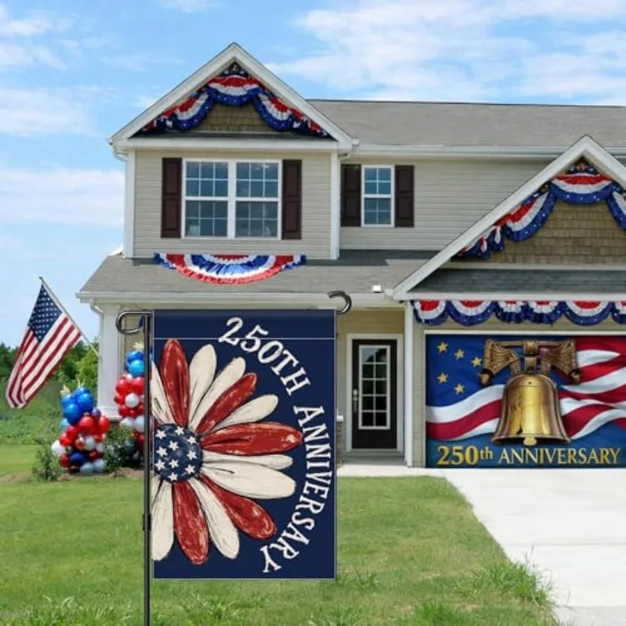 250th Anniversary America Garden Flag, 250 Anniversary USA Flag Patriotic Banner 250 Years of Freedom Yard Sign 4th of July Dou