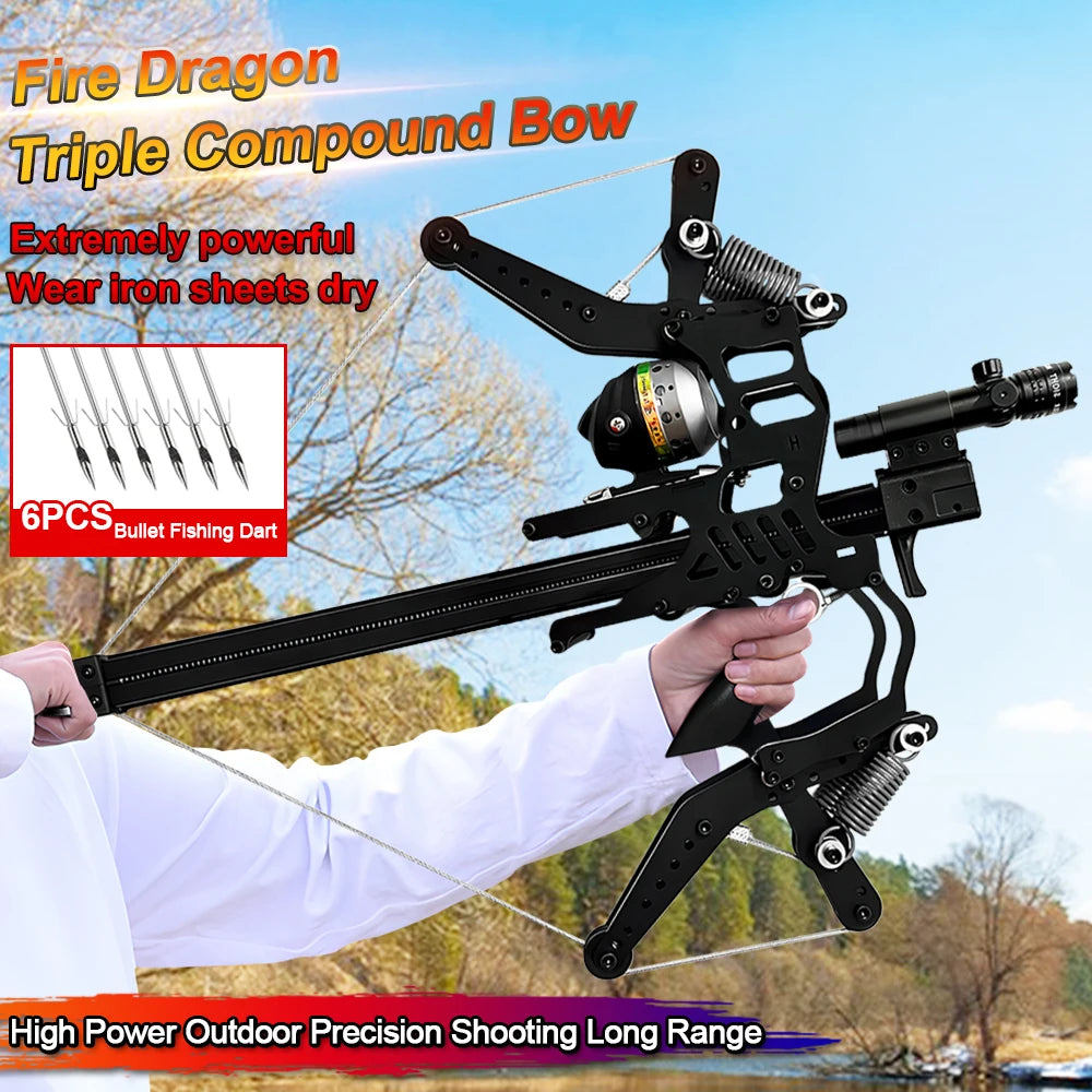 Full Metal Professional Compound Bow, Multi-Use Steel Ball, Arrow &Fishing Precision Shooting,Portable Long-Range Outdoor Target