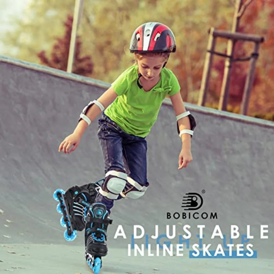Adjustable Inline Skates with Full Light Up WheelsOutdoor Illuminating Roller Skates for and Adults Girls and Boys Men and Wome
