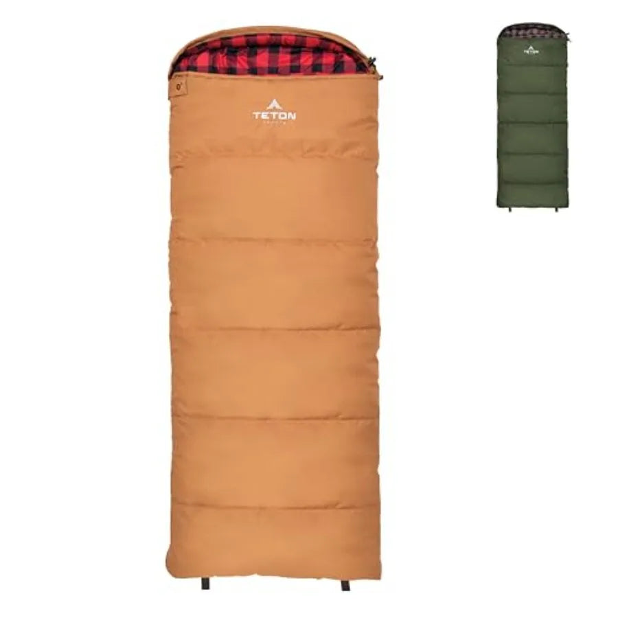 Teton Junior 20 Degree and 0 Degree Sleeping Bags for Lightweight Polyester Warm Colors Ideal for All Camping Weather Durable C
