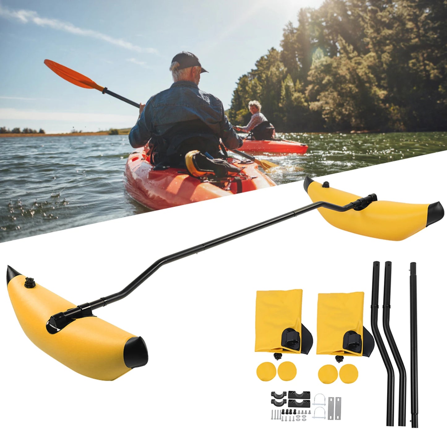 NEW Kayak Outrigger Stabilizer Inflatable Kayak Stabilizer PVC Canoe Outrigger Kit Floating Balancing Boat Accessory