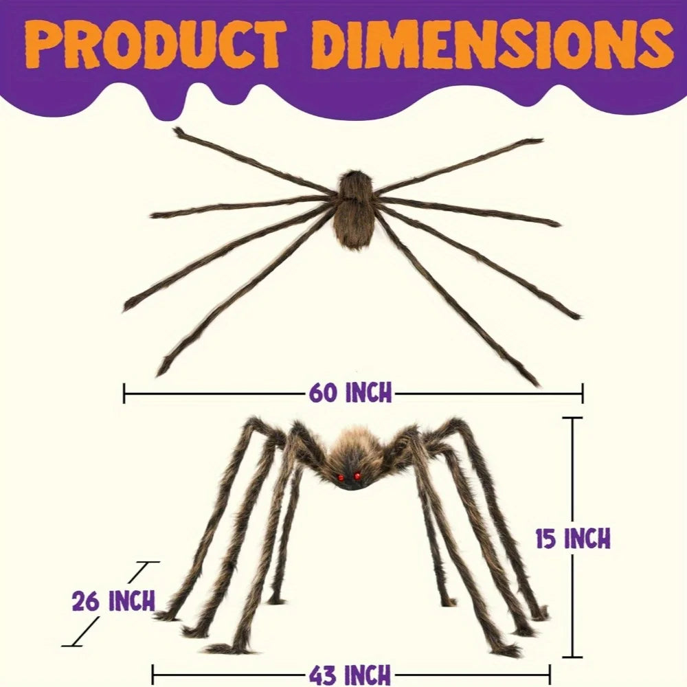 Halloween Outdoor Decorations Giant Spider, Scary Large Spider Props for Yard Lawn Halloween Outside Decor and Indoor Party Decor, Brown (Standing Height is 15 inches)
