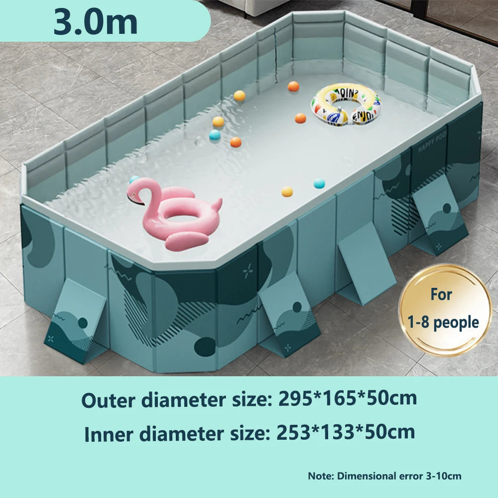 3m(286x167x50cm) Non-Inflatable Swimming Pool PVC Foldable Summer Water Sports Party Pools Bathtub For Family Home Outdoor Garden Backyard