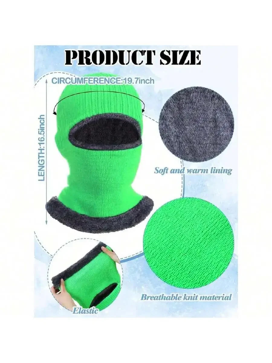4pcs Warm Knitted Balaclava Thermal Fleece Ski Mask For Men Women Outdoor Winter Sports