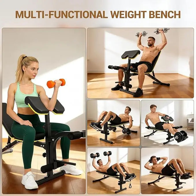 Adjustable Weight Bench , Multi-Functional Strength Training Bench with Thick Pad, Foldable Workout Bench For Home Fitness Bench