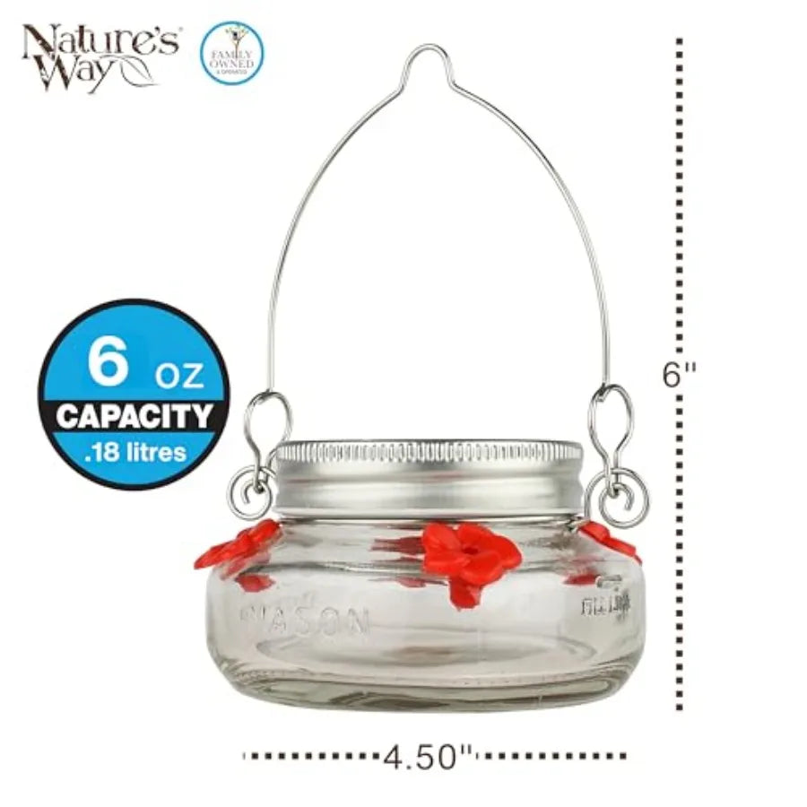6 Mason Jar Hummingbird Feeders 6 oz.6