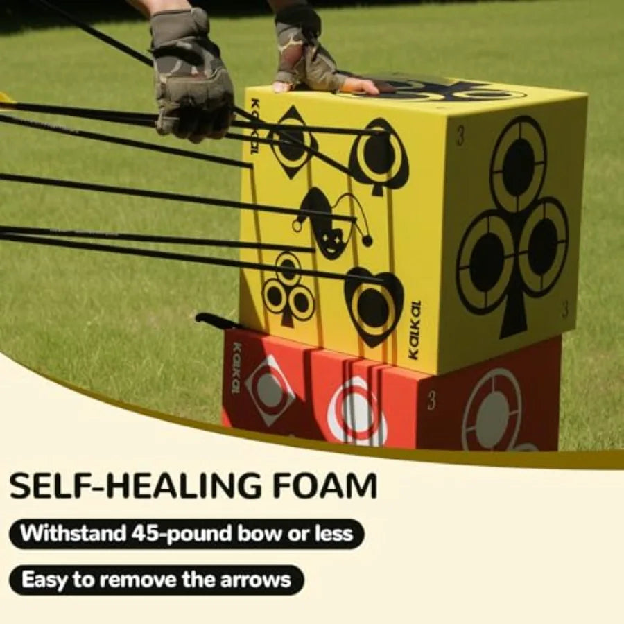 Archery Target 6 Side Foam Archery Target Block with Carry Handle Easy Arrow Removal Lightweight Poker Archery Targets for Back