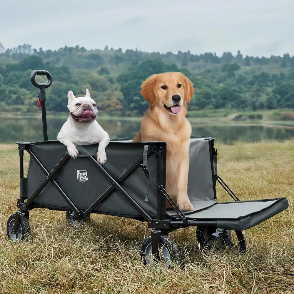 49-inch Extra-long Folding Stroller with Tailgate and Brake, 250-liter Capacity All-terrain Stroller