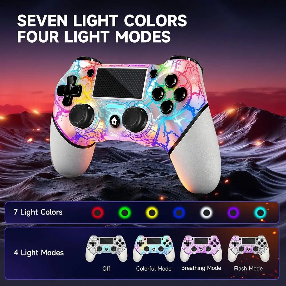 Dual Pack Wireless Controllers with Customizable Back Buttons, RGB Lighting, and Vibration for PS4/Pro/Slim/PC, 3.5mm Audio Jack