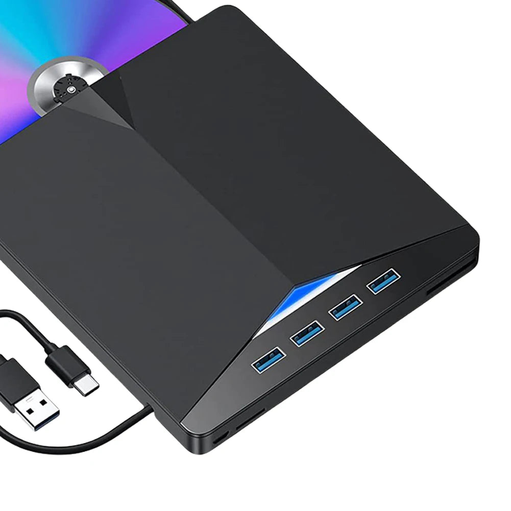 7-in-1 USB 3.0 TypeC CD DVD Burner Reader Player High-Speed Plug-and-Play for Windows 11/10/8/7/Linux/ OS