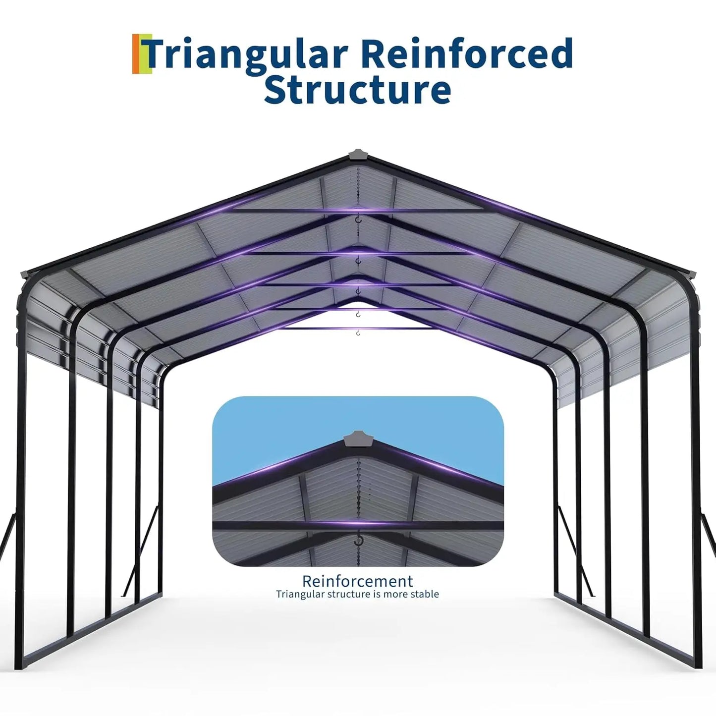 12x20 FT Metal Carport, Heavy Duty Carports Canopy with Galvanized Steel Frame & Roof, Outdoor Garage Car Port for, Customized