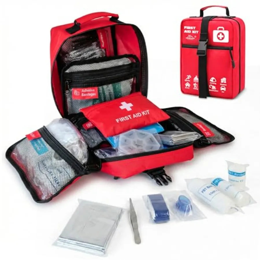 556 Piece Premium Large First Aid Kit, Survival Medical Bag with Labelled Compartments, Workplace ential for Home and Sports, M