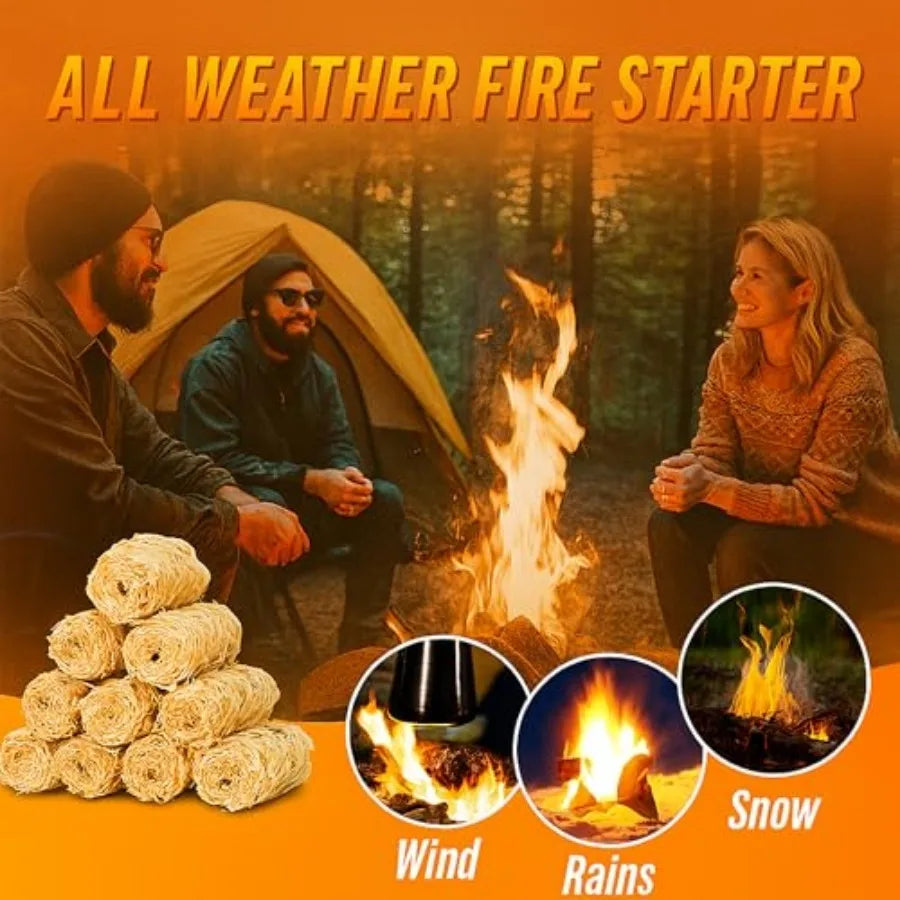 60 pcs Fire Starter Natural Fire Starters for Campfires, BBQ, Fireplace. Pizza Oven - Weather-Resistant, Waterproof, Quick Igni
