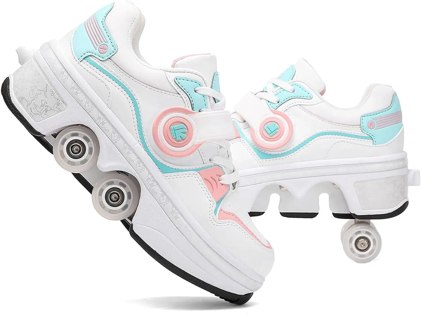 Women's Retractable Roller Skates for Indoor and Outdoor Use with Adjustable Wheels