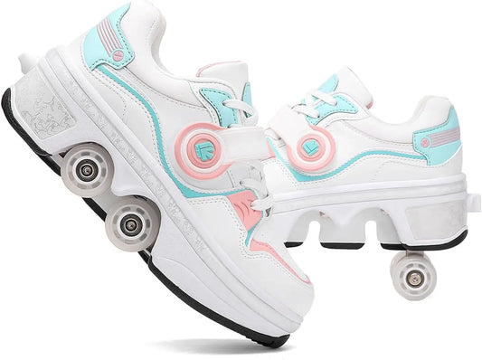 Women's Retractable Roller Skates for Indoor and Outdoor Use with Adjustable Wheels