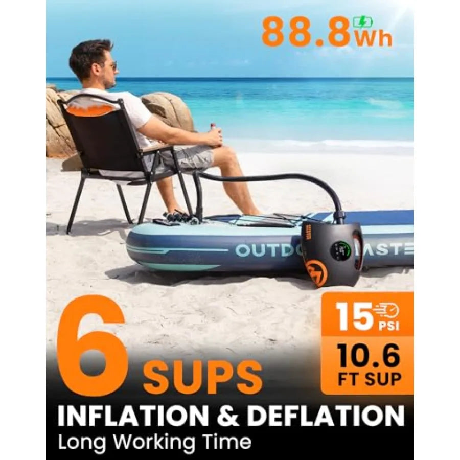 Shark 2S 88.8Wh rechargeable lithium battery electric paddle board pump for SUP inflation/deflation black 20PSI max pressure au