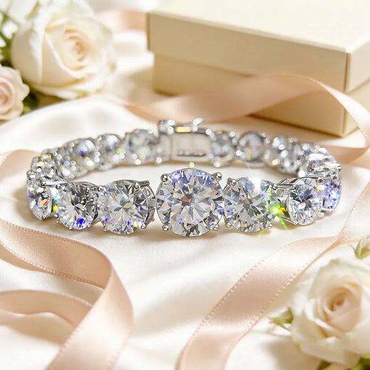 New large carat 925 pure silver white moissanite 5-carat tennis bracelet fashion jewelry gift Women's wedding jewelry
