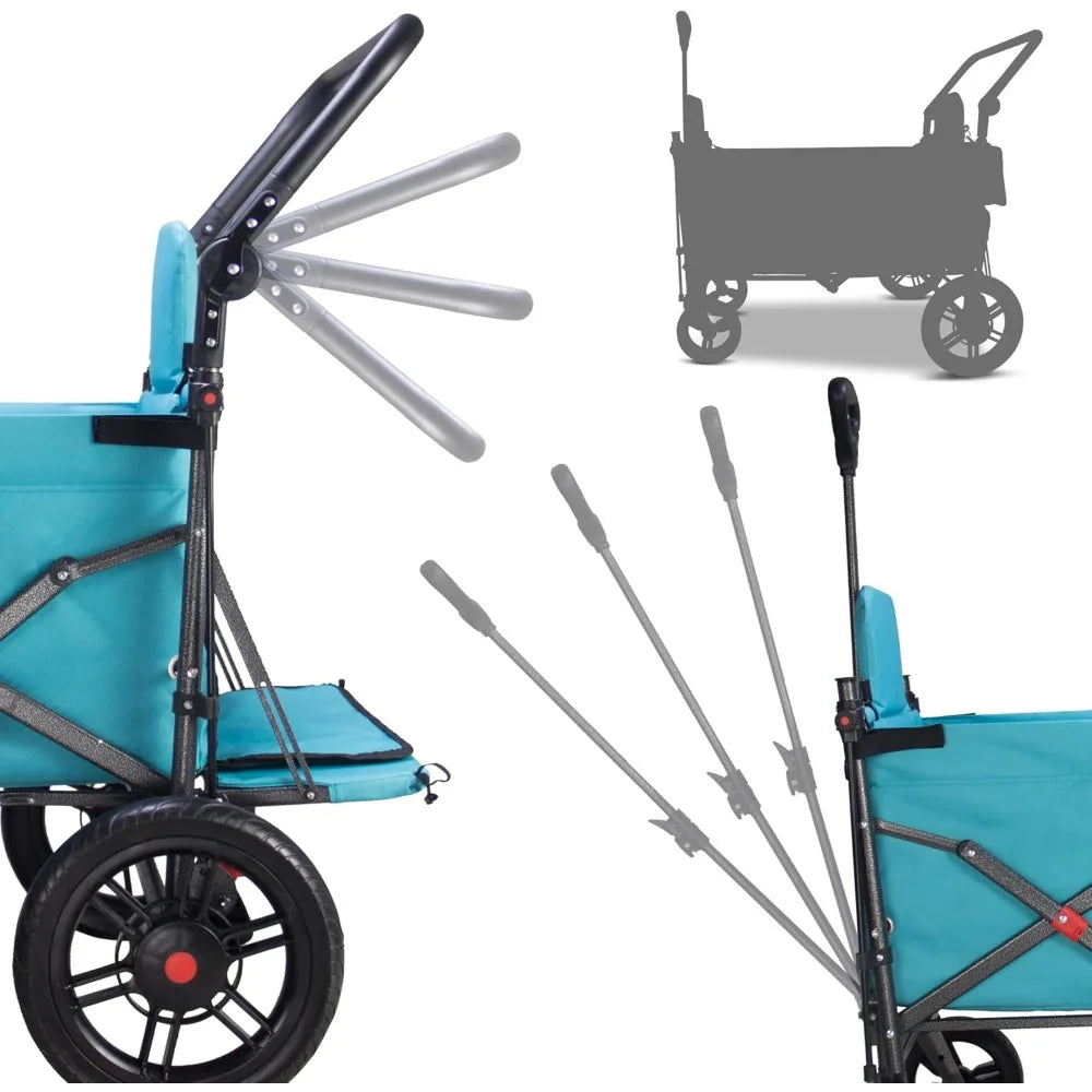 Foldable Trolley with Quick-release Wheels and 2 Seats; Heavy-duty Multi-purpose Trolley