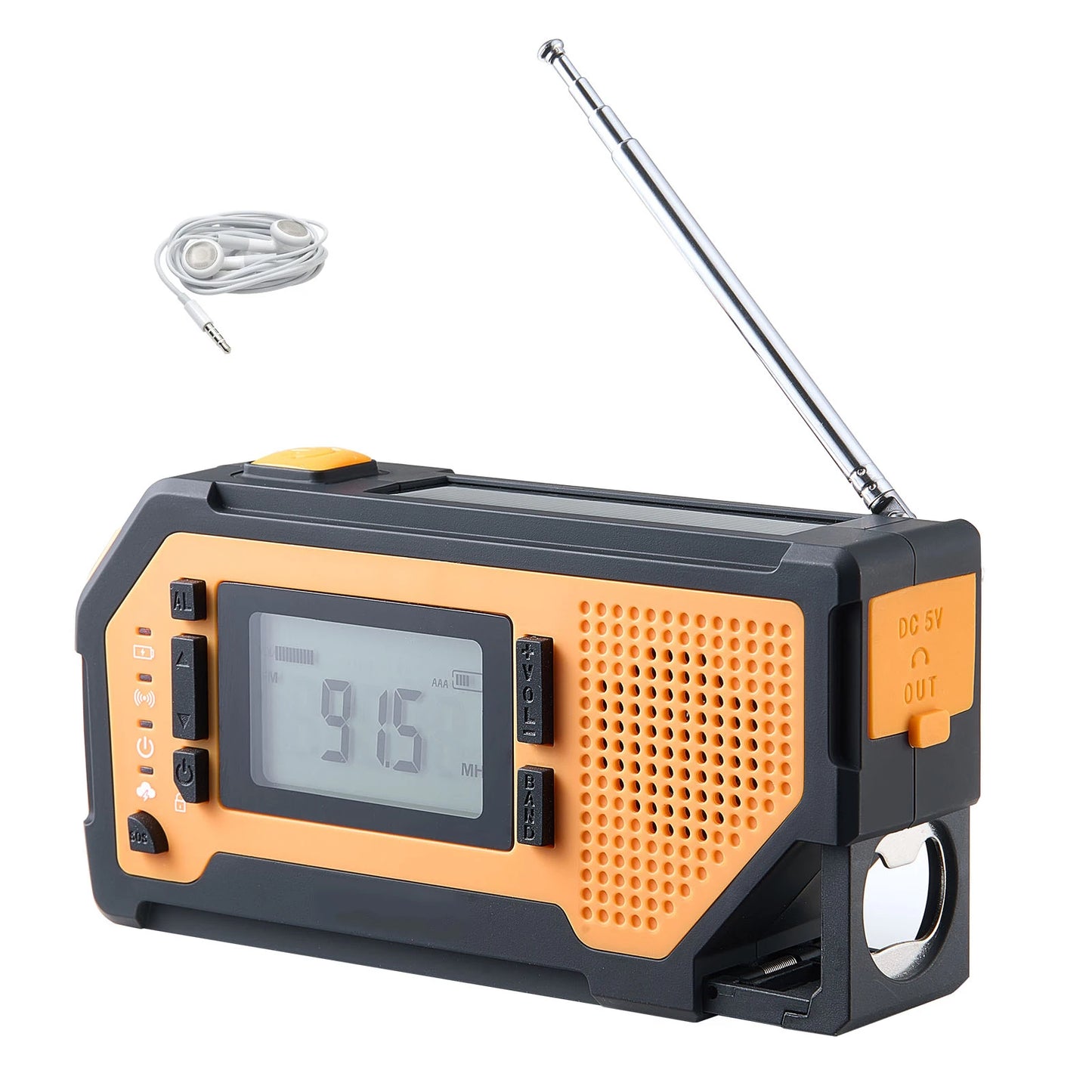 SucceBuy Emergency Weather Radio FM/AM/WB/NOAA Alert Solar Hand Crank Emergency Radio w/ USB Charging Cable SOS Alarm Flashlight