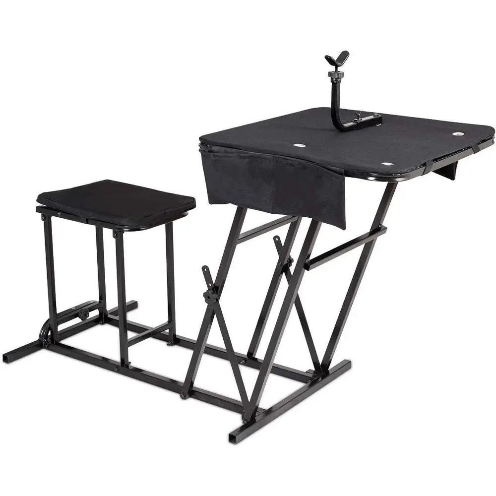 Portable Adjustable Shooting Bench with Padded Seat, Gun Rest, and Ammo Pockets for Outdoor Hunting and Shooting