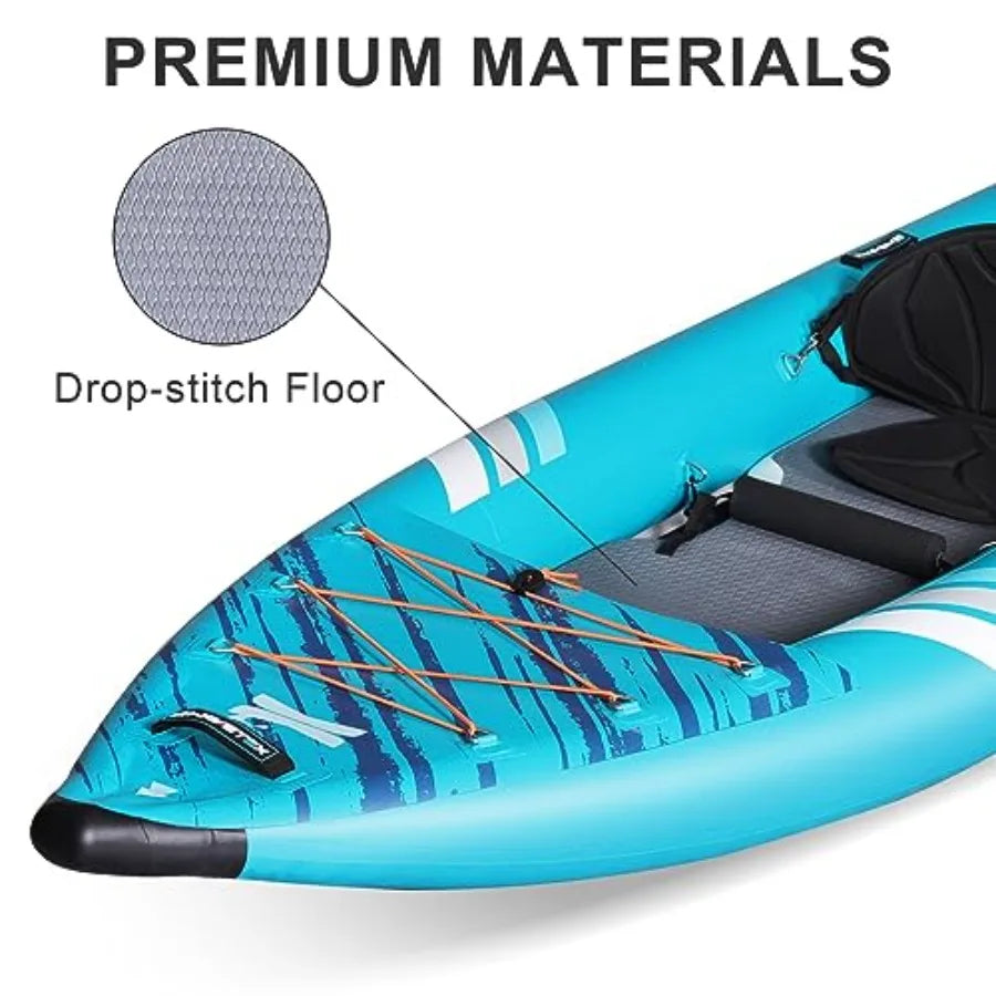 Inflatable Kayak Lightweight and Durable Foldable Kayak for Adults Paddling on Rivers Lakes and Coastal Waters in Blue with Hig