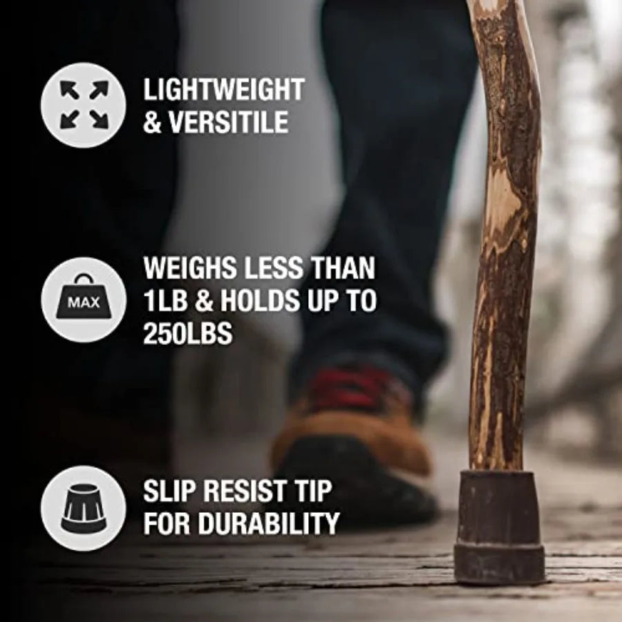 Rustic Wood Walking Stick with Traditional Ironwood Handle Ideal for Outdoor Hiking and Daily Wear Suitable for Men and Women H