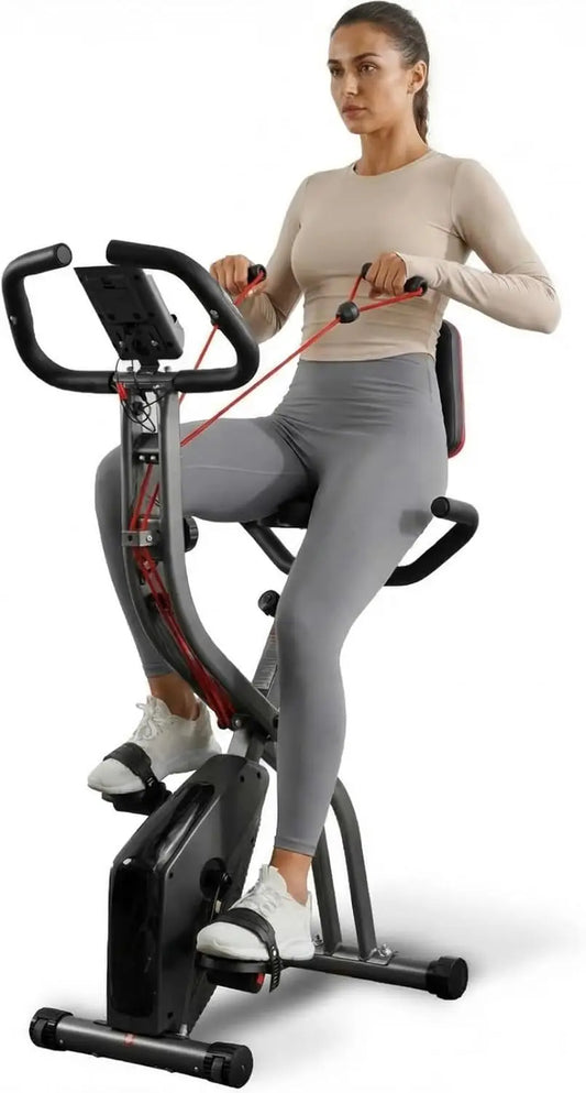 4-in-1 Foldable Exercise Bike with Magnetic Resistance, LCD Monitor, and Arm Bands for Home Workouts