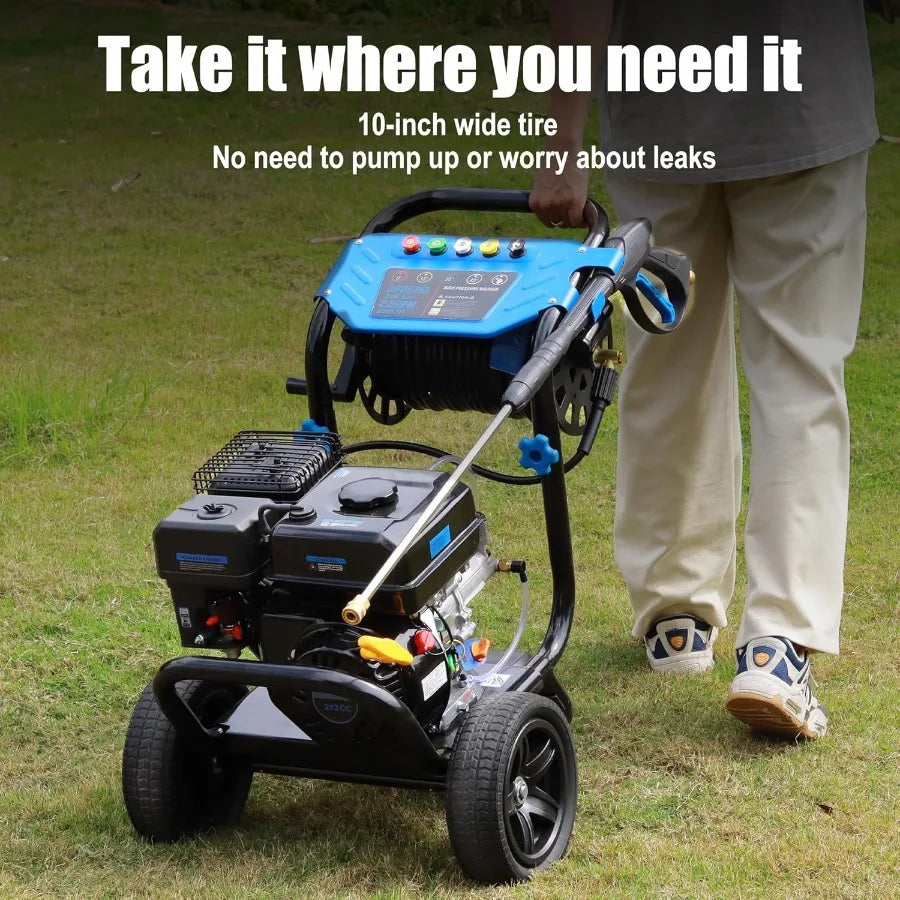 Gas Pressure Washer 3600 PSI 2.3 GPM Heavy Duty High Power Washer with 212CC Engine 30FT Hose Axial Aluminum Pump Soap Tank Spr