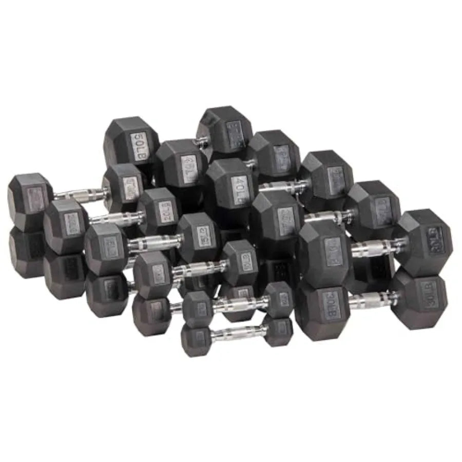Rubber Coated Hex Dumbbells, 5/10/15/20 LBS Pair Set
