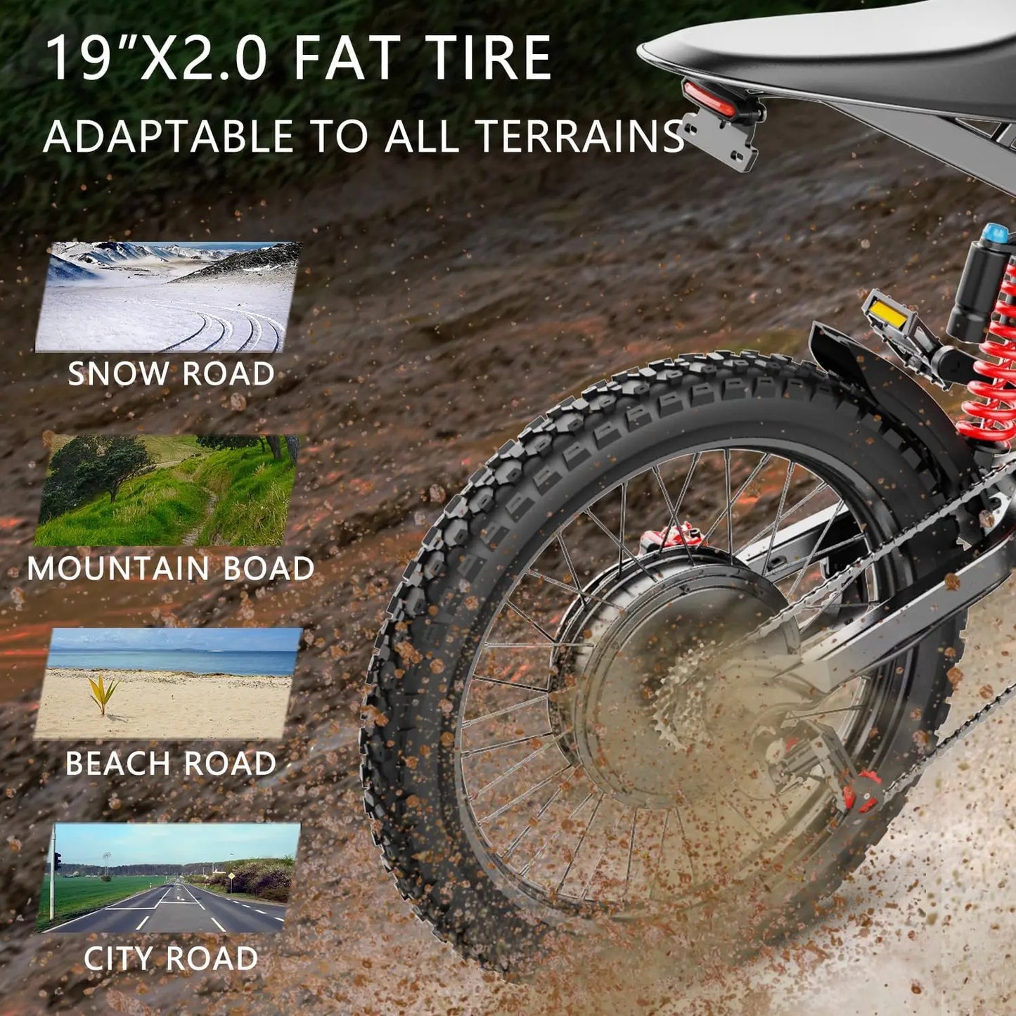 Freego X2  Electric Dirt Bike 6000W Motor 60V 30Ah Removable Battery Max 50Mph Electric Motorcycle 19" x2" Tire ULCertifications