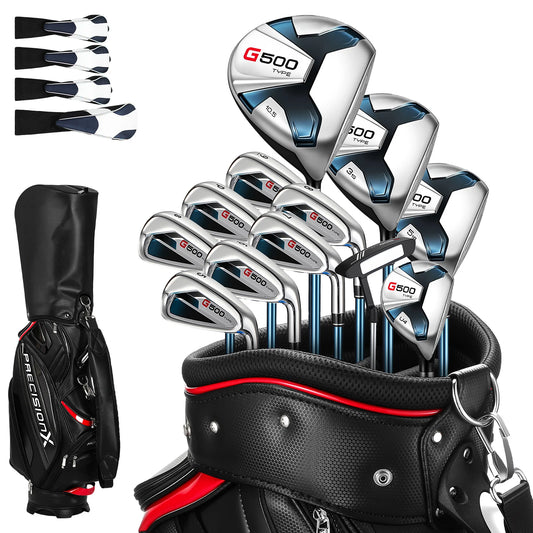1 Set Men's Golf Club Set (3 Wooden Clubs, 1 Hybrid Club, 6 Iron Clubs, 1 Pitching Wedge, 1 Putter), Including Golf Bag And 5 Club Covers, Specially Designed for Right-handed Golfers | Suitable for Beginners And Intermediate