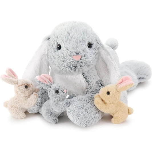Large Bunny Stuffed Animal 24 - 4Pcs Cuddly Plush Rabbit Toys for - Surprise Gift with Mommy Bunny and 3 Small Bunnies Inside S