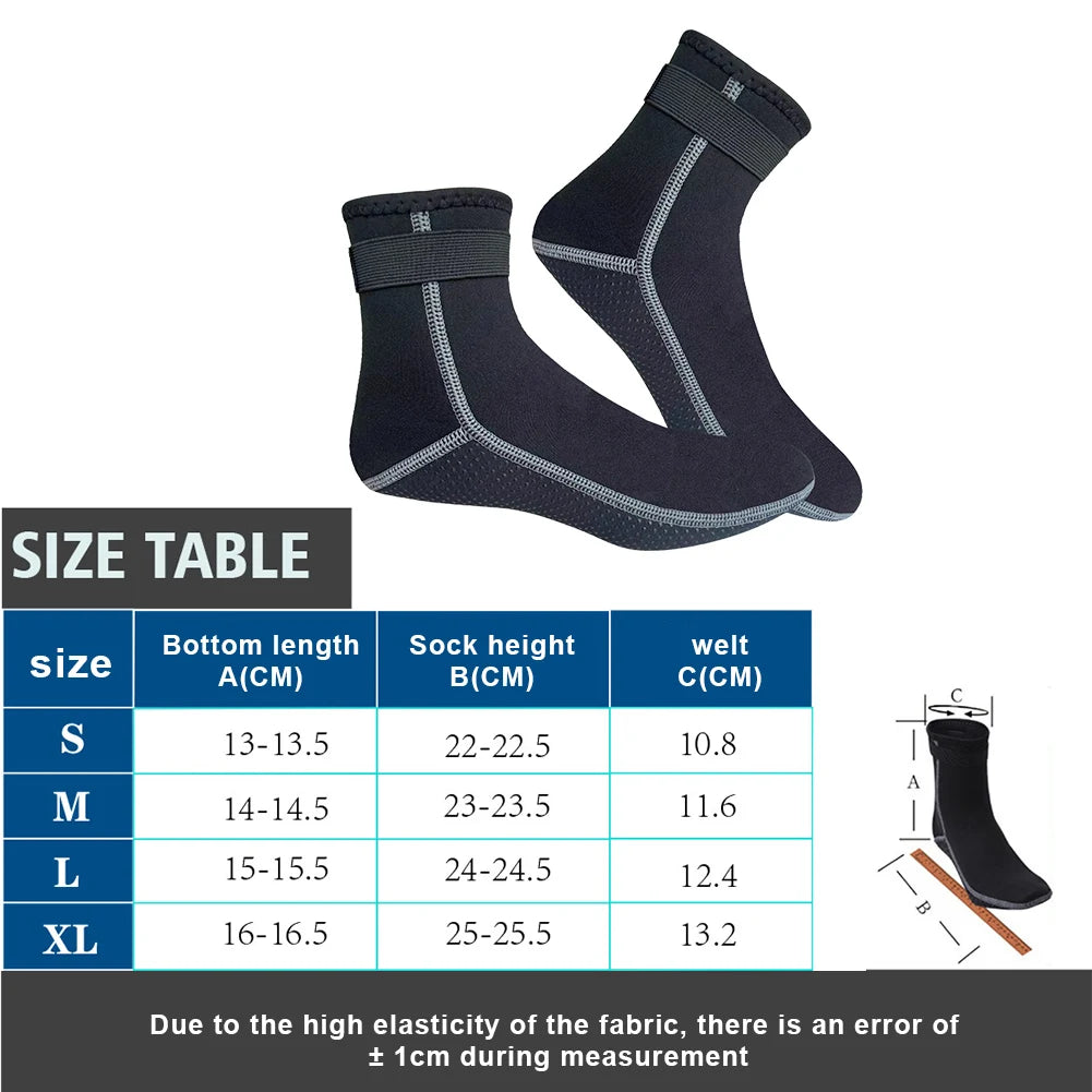 3mm Neoprene Socks Anti-Slip Water Socks Thermal Surf Swimming Fins Socks for Diving Snorkeling Kayaking Paddling for Men Women