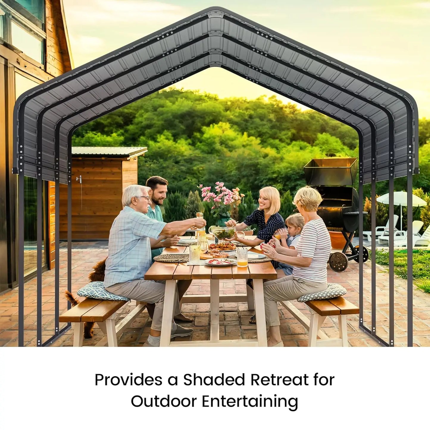 10'x15' Heavy Duty Metal Carport, Outdoor Garage Car Shelter Shade with Heavier Frame, Galvanized Roof for Car and, Customized