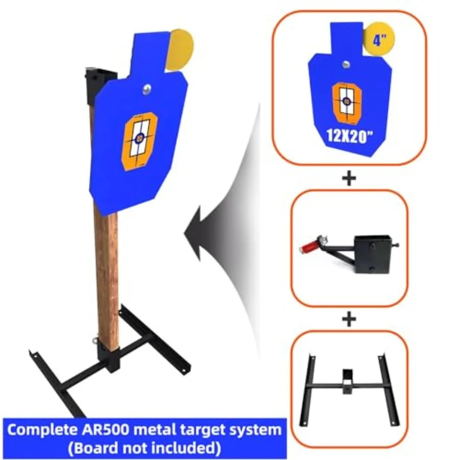 AR500 3 8 inch Thick Steel Target Stand System for Reactive Shooting Practice with 12'' x 20'' Hostage Targets and Dura