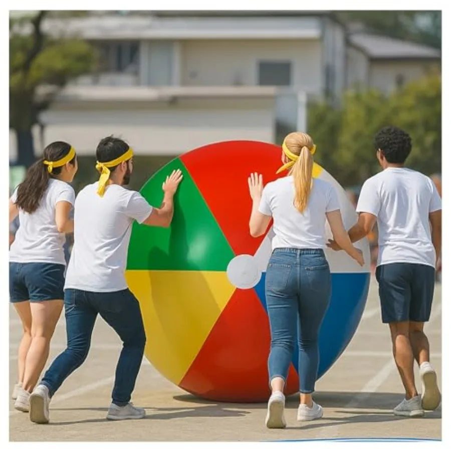 3 Pcs 48 Inch Giant Beach Balls for Summer Party Rainbow-Colored PVC Inflatable Pool Toys with Extra-Durable Material