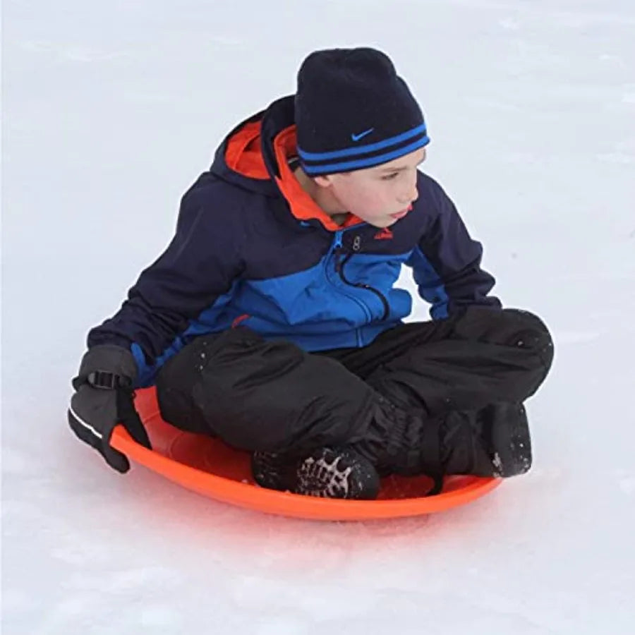Flexible Flyer Flying Saucer Snow Sleds 3 Pack of Durable 26 Round Plastic Saucer Sleds with Hand Grips Orange Lime Green Blue