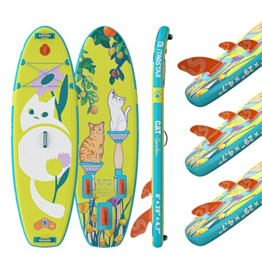 Pets 8'×29/ 11'×35/ 11'6×34/11'×34 Inflatable Paddle Board for outdoor water sports durable PVC material blue-gray color extra