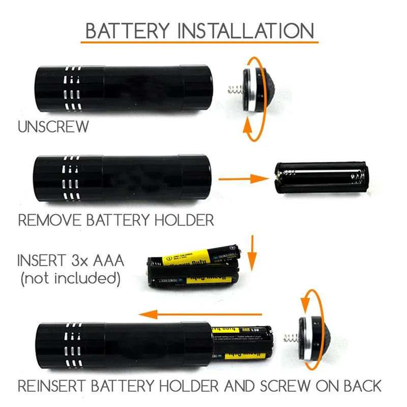 Scorpion Detection Light LED Torch Light Aluminum LED Flashlight Bike Black Purple Mini Strong Lightweigh