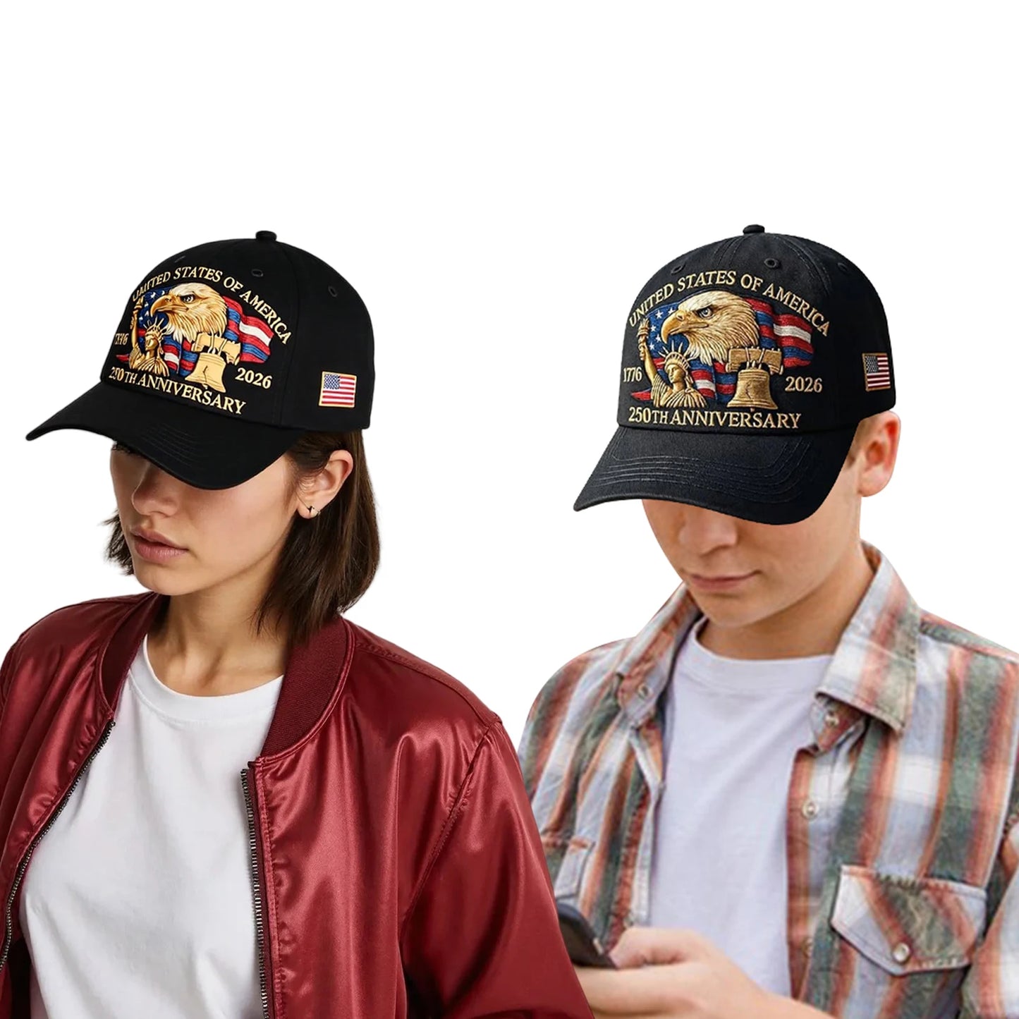 US 250th Anniversary Cap Adjustable Trucker Hat for Men and Women (D)