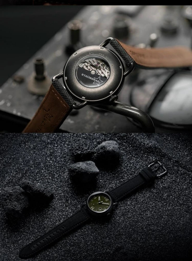 STALINGRAD Original Genuine Mechanical Men's Watch 8215 Movement with Luminous Display, 100 Meter Waterproof, Comes with a Strap