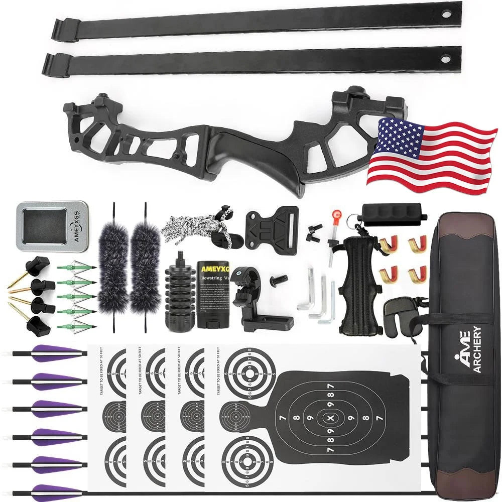 Archery Straight Pull Bow Set 40/50Lbs Takedown Recurve Bow Right Hand for Outdoor Shooting Hunting Target Practice Sports Accessories