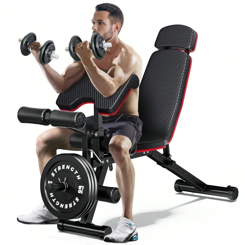 Large Fitness Equipment Built-In Transportation Wheel 10 Positions Adjustable Weight Bench