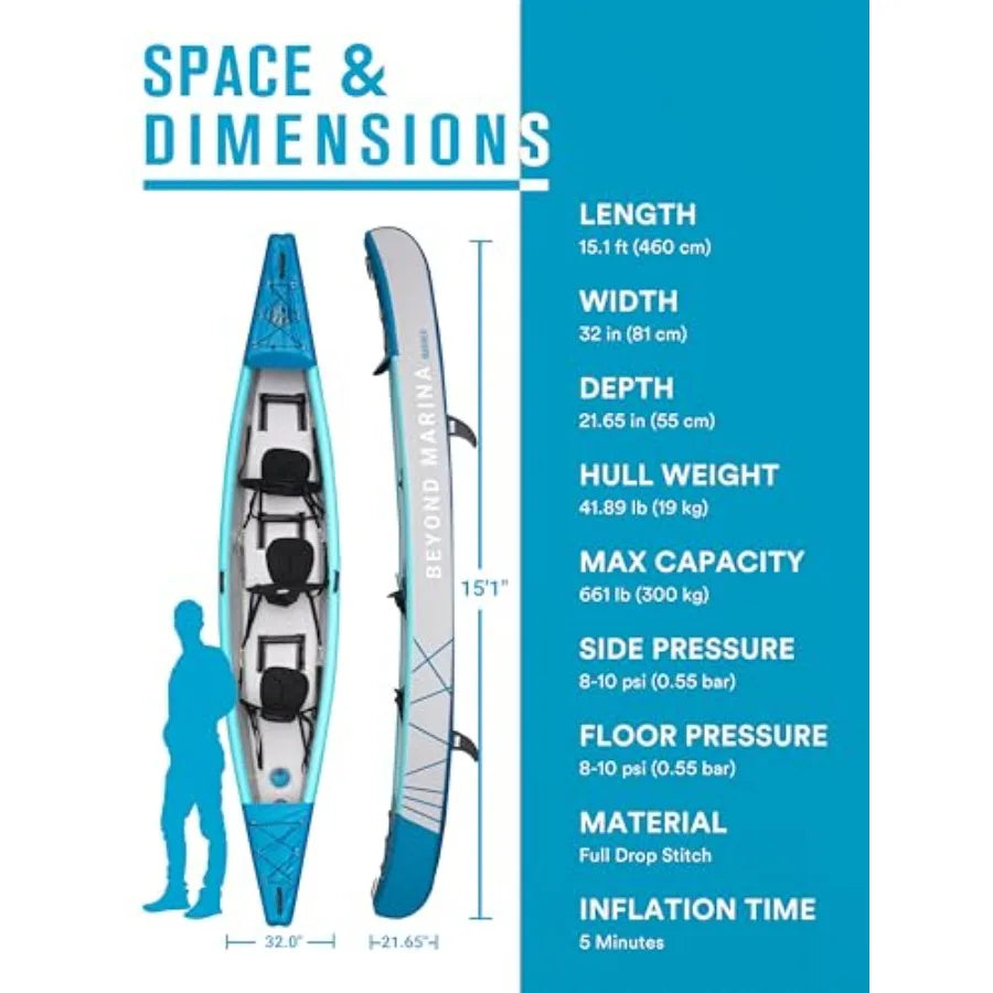 Inflatable Kayak For Recreation Drop Stitch Material Gray Durable And Stable